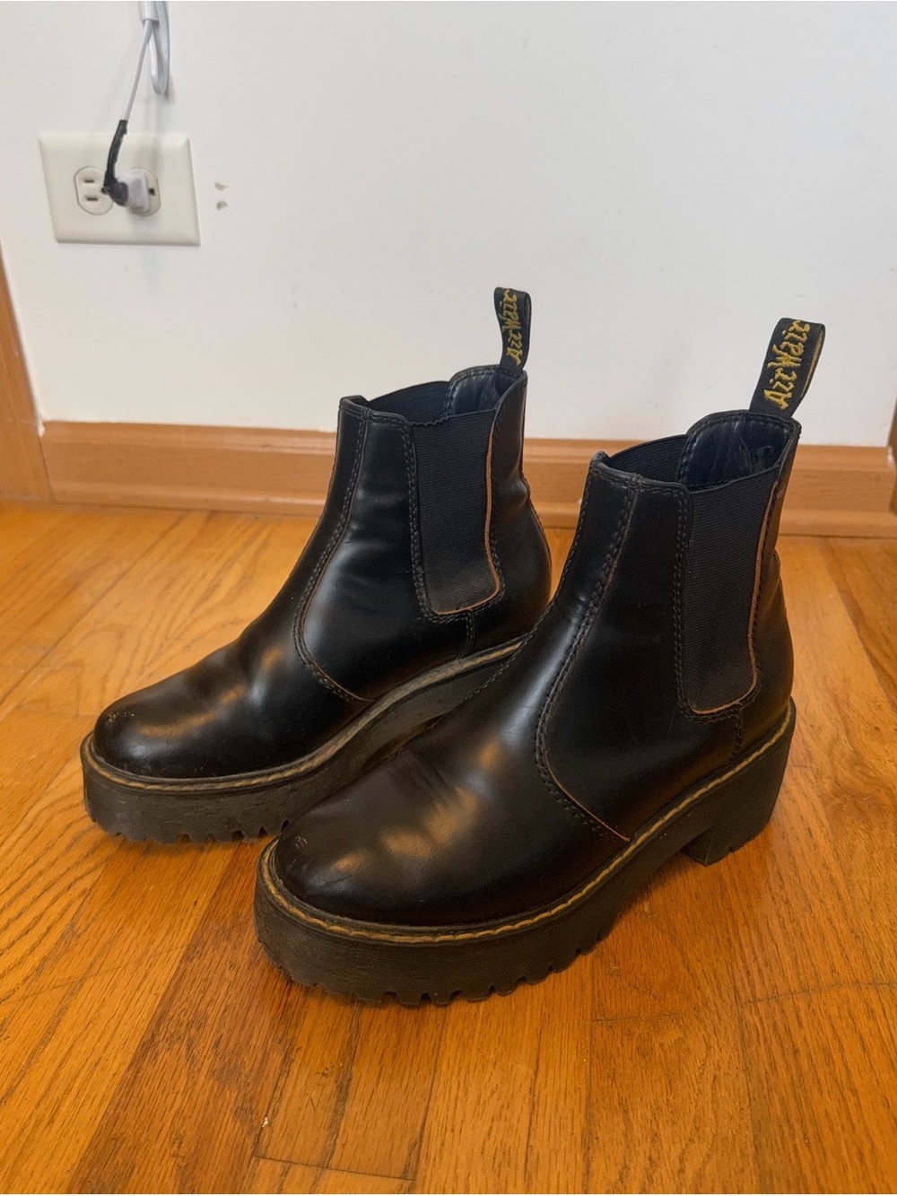 Dr. Martens Black Leather Platform Chelsea Boots - Women's